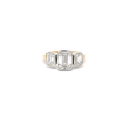 Custom Emerald Cut 3 stone Engagement Ring