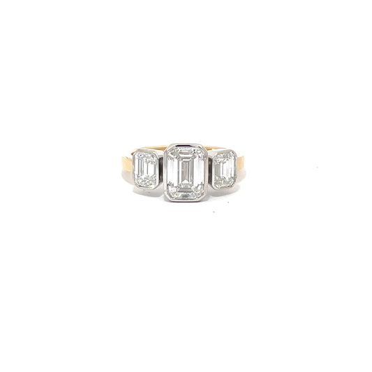 Custom Emerald Cut 3 stone Engagement Ring