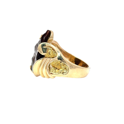 Fire Agate & Gold Nugget Men's Ring