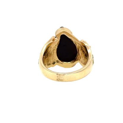 Fire Agate & Gold Nugget Men's Ring