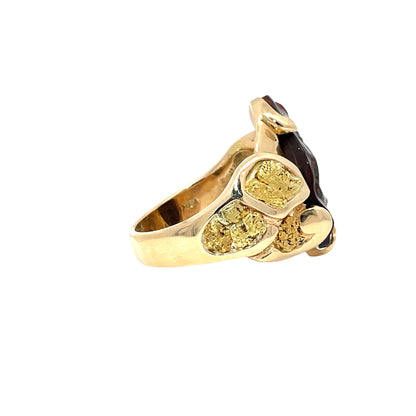 Fire Agate & Gold Nugget Men's Ring