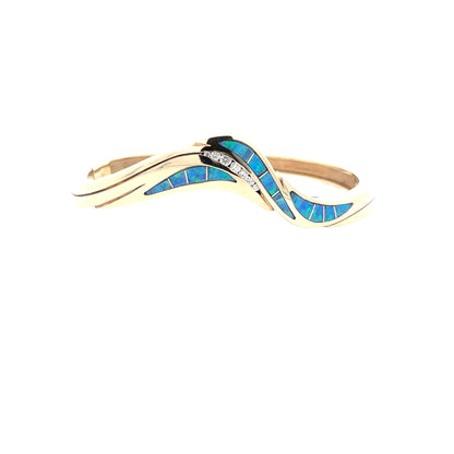 Elegant Ocean-Inspired Australian Opal and diamond bracelet