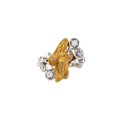 Ladies Gold Nugget Diamond Ring
