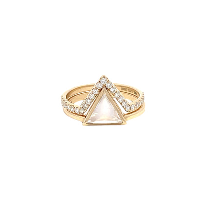 Elegant Mother of Pearl Triangle Gold Ring