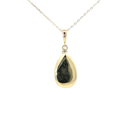 Black Ethiopian Opal Bezel Set Pendant Necklace with diamond accent