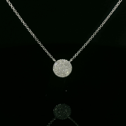 Micro Pave’ Diamond Disc Pendant / Necklace