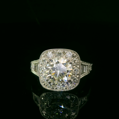 Elegant Diamond Halo Vintage Style Engagement Ring