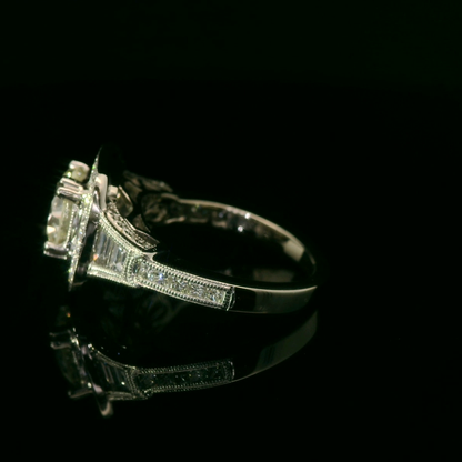 Elegant Diamond Halo Vintage Style Engagement Ring