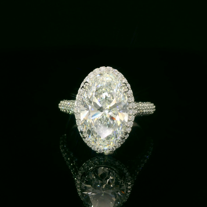 Large Size Oval Diamond Pavé Ring