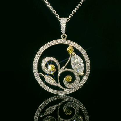 Graceful Circular Pendant with Diamonds