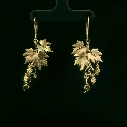 Elegant Leaf and Grape Earrings