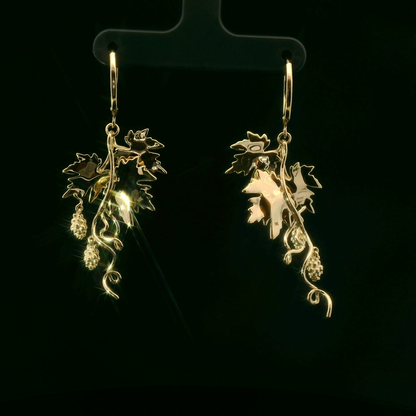 Elegant Leaf and Grape Earrings