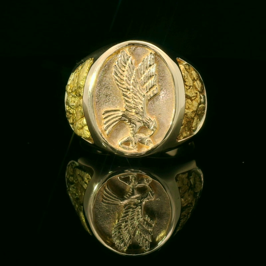 Elegant Eagle Gold Nugget Ring