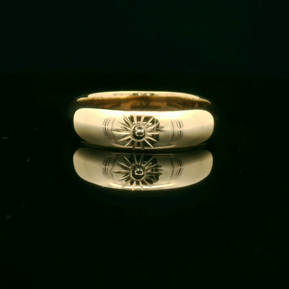 Men’s Gold Wedding Ring with Sunburst Design