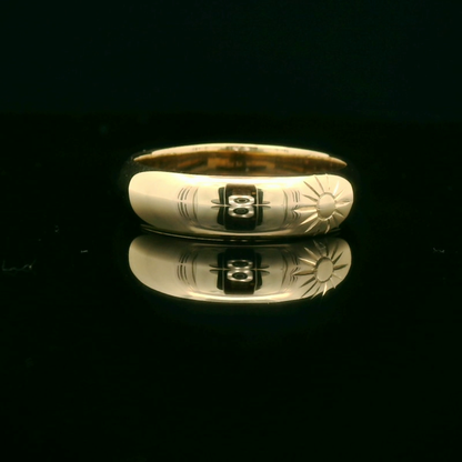 Men’s Gold Wedding Ring with Sunburst Design