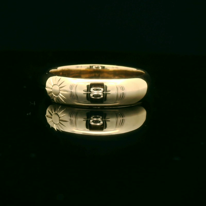 Men’s Gold Wedding Ring with Sunburst Design