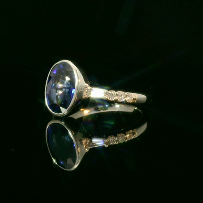 White Gold Ring with Royal Blue Sapphire Solitaire