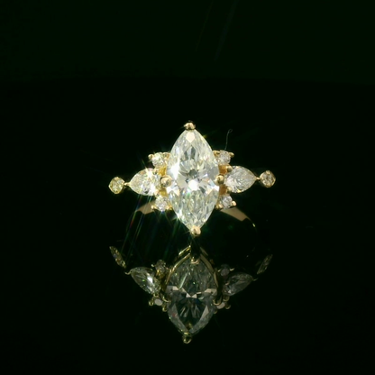 Marquise-Cut Diamond Yellow Gold Multistone Ring