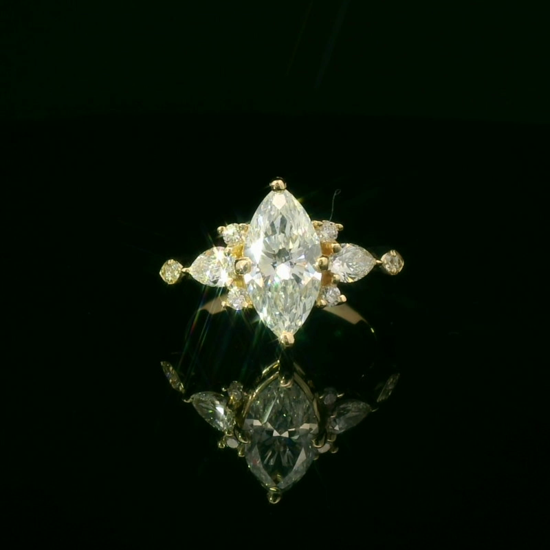 Marquise-Cut Diamond Yellow Gold Multistone Ring