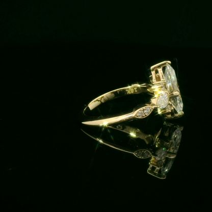 Marquise-Cut Diamond Yellow Gold Multistone Ring