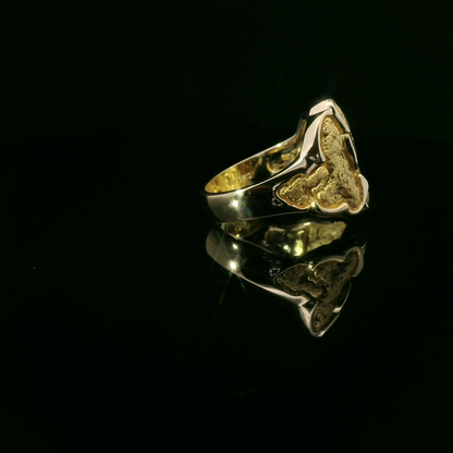 Natural Gold Nugget Ring with a Round Cut Diamond Accent
