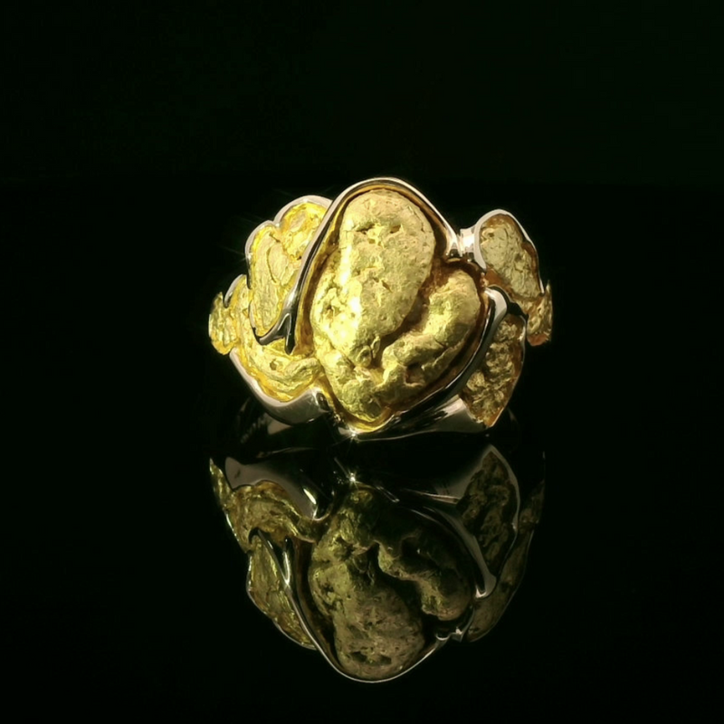 Men's Custom Gold Nugget Ring 1