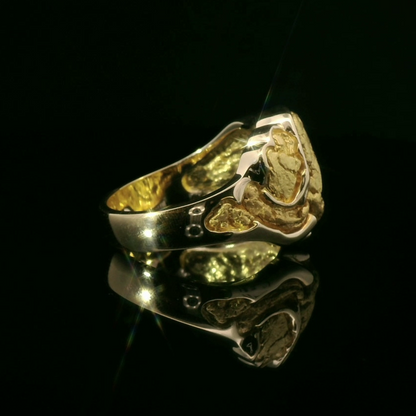Men's Custom Gold Nugget Ring 1