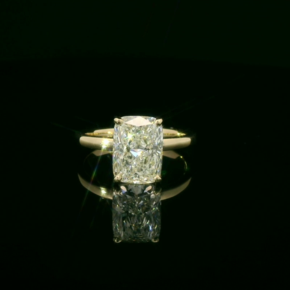 Gold Solitaire Ring with Cushion Cut Diamond