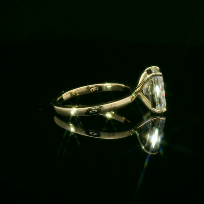 Gold Solitaire Ring with Cushion Cut Diamond