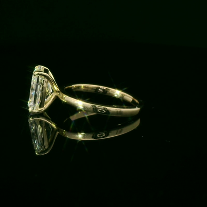 Gold Solitaire Ring with Cushion Cut Diamond