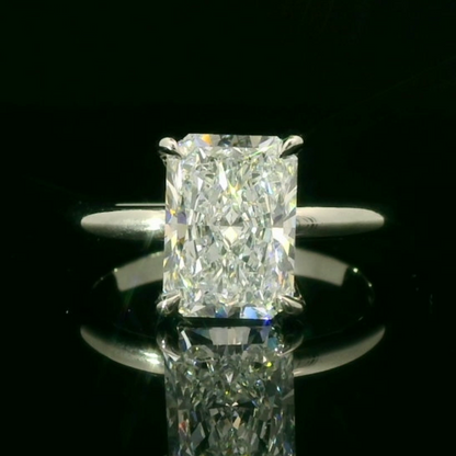 Platinum Solitaire Ring with Radiant Cut UltraFire Lab Diamond