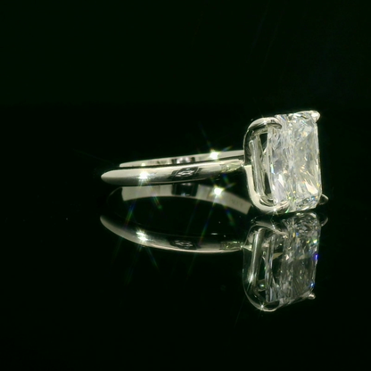 Platinum Solitaire Ring with Radiant Cut UltraFire Lab Diamond