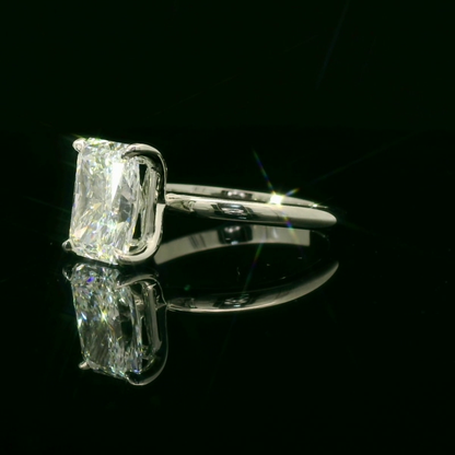 Platinum Solitaire Ring with Radiant Cut UltraFire Lab Diamond