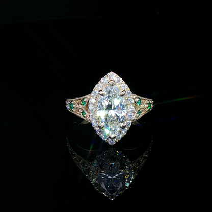 Yellow Gold Engagement Ring Marquise Cut Diamond