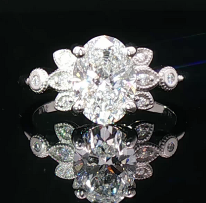 Platinum UltraFire™ Oval Diamond Engagement Ring
