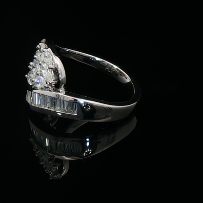 Platinum Custom Diamond Ring with Marquise and Baguette Cut Diamonds
