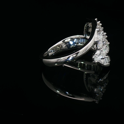 Platinum Custom Diamond Ring with Marquise and Baguette Cut Diamonds