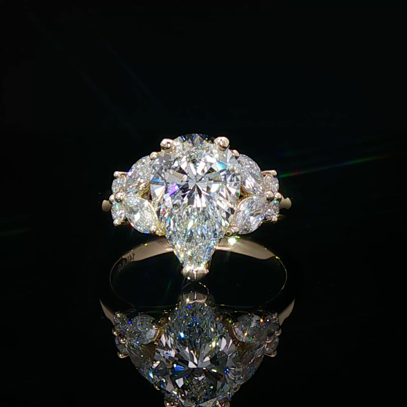 Custom Engagement Ring with Pear Diamond