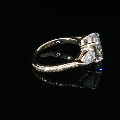 “The First Lady” - Oval and Pear Shape Diamond Engagement Ring in 14k Yellow Gold
