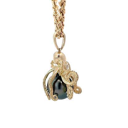 Black Pearl Octopus Pendant Necklace