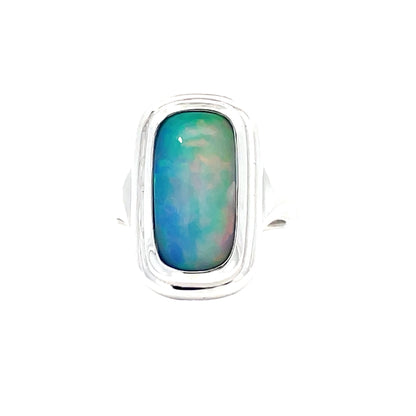 Elegant Silver Opal Ring