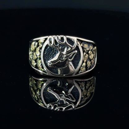 Men’s Gold Deer Ring with natural nuggets
