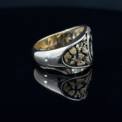 Men’s Gold Deer Ring with natural nuggets