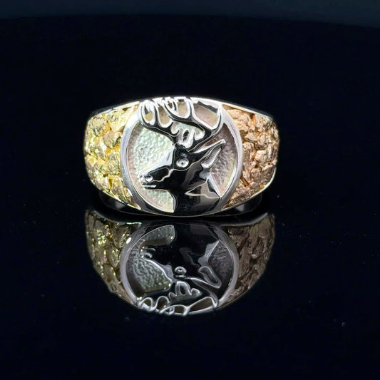 Elegant Stag Ring in Gold and Silver