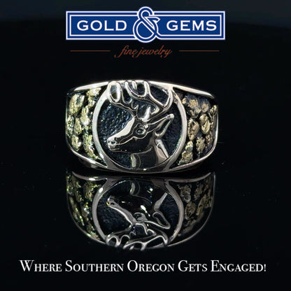 Men’s Gold Deer Ring with natural nuggets