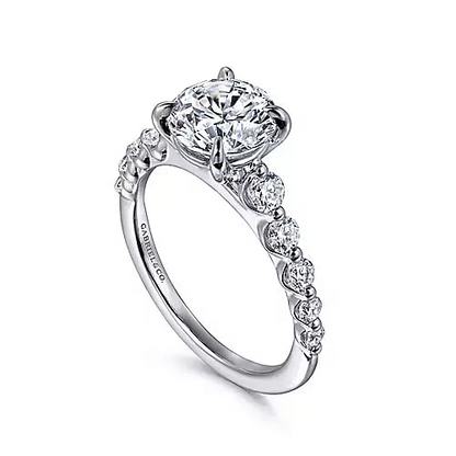 Gabriel & Co | 14K White Gold Round Diamond Engagement Ring