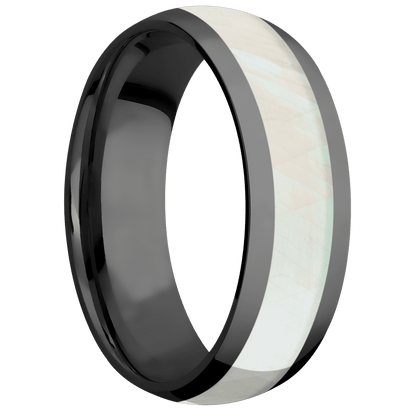 Zirconium with Polish Finish and Freshwater Mother of Pearl Inlay