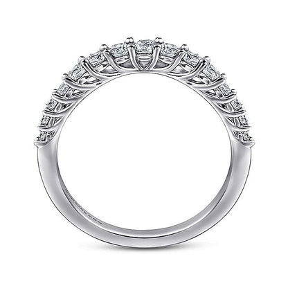 Gabriel & Co. AN10959W44JJ Curved 14K White Gold Shared Prong Diamond Wedding Band