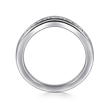 Gabriel & Co. AN10962W44JJ Curved 14K White Gold Channel Set Diamond Wedding Band