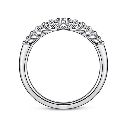 Gabriel & Co. AN10975W44JJ Curved 14K White Gold Shared Prong Diamond Wedding Band